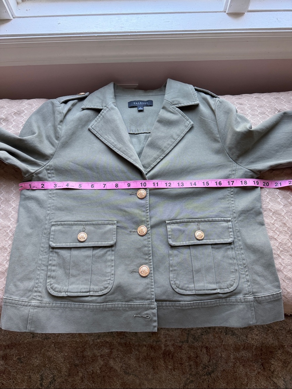 Talbots Olive Green Utility Jacket with Gold Buttons - Picture 7 of 7
